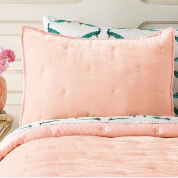 Pair Of Pink Velvet Pillow Shams 